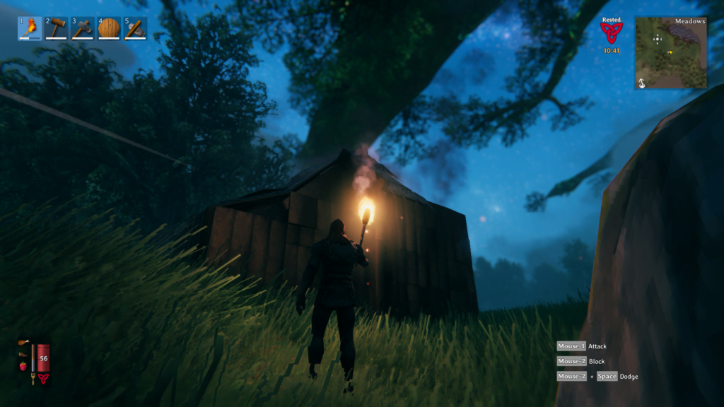 surviving first night in valheim